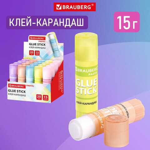 клей-карандаш 15гр. brauberg pastel, в пастельном корпусе ,pvp-основа, 271249