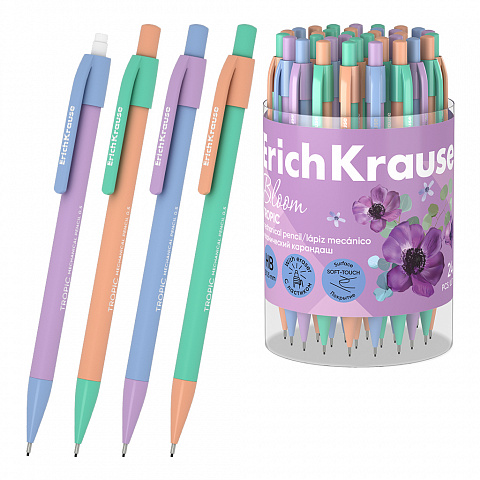 карандаш авт.0,5 erichkrause tropic pastel bloom 60748