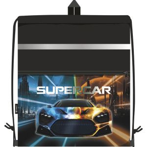 сумка для сменной обуви lamark "supercar", 41x48 см, на шнур, светоот., лента, ручка-петля