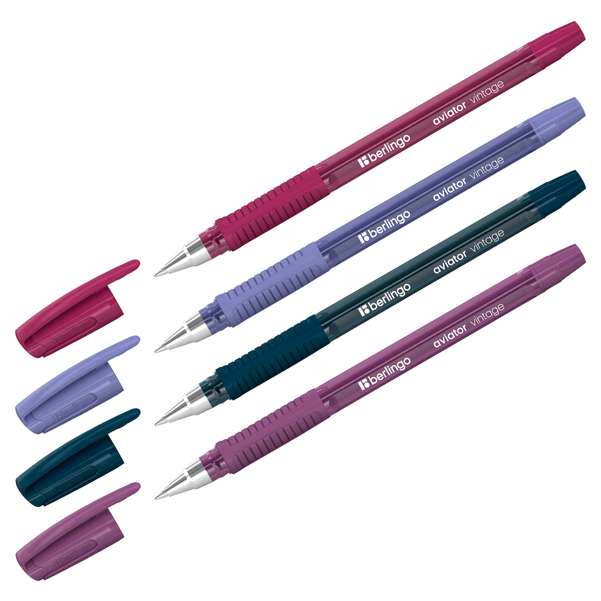 ручка шариковая berlingo "aviator vintage" синяя, 0,7мм, грип