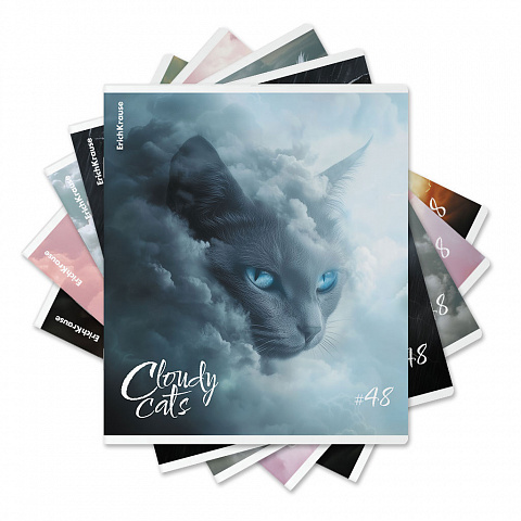 тетрадь 48л. а5 клетка erichkrause cloudy cats, клетка, матовая ламинация
