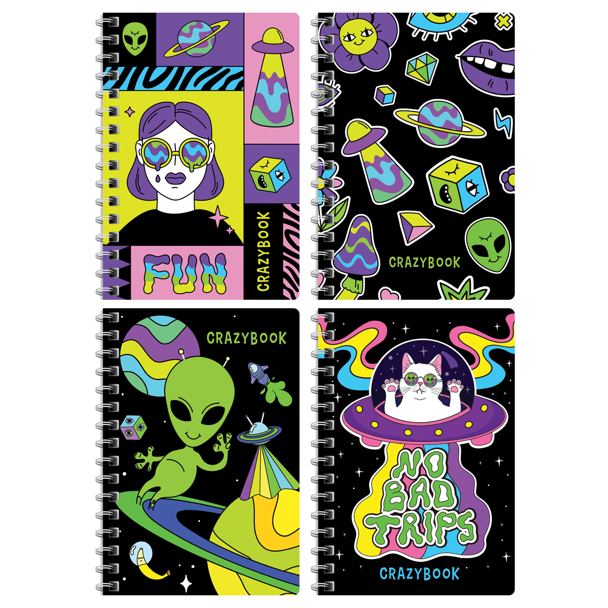 записная книжка а6 80л. на гребне bg "crazy neon"