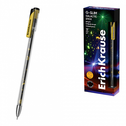 ручка гелевая erichkrause g-slim stick galactic 0.5, черный 63694