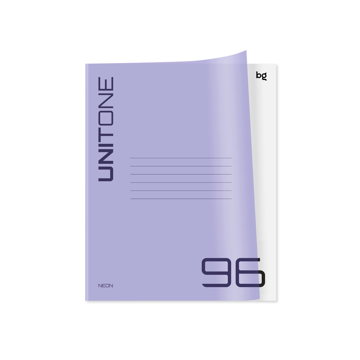 тетрадь 96л. а5, клетка bg "unitone. neon", пластиковая обложка, неон сиреневый
