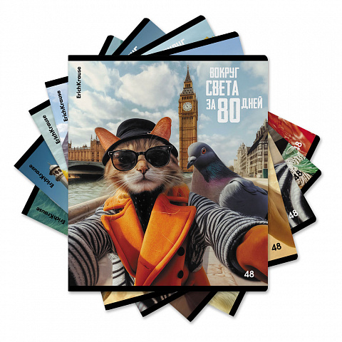 тетрадь 48л. а5 клетка erichkrause catvoyage, клетка, глянцевая ламинация