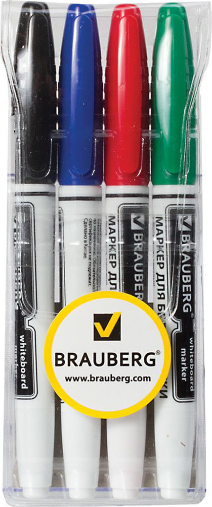набор маркеров для доски brauberg 04шт/уп  150850