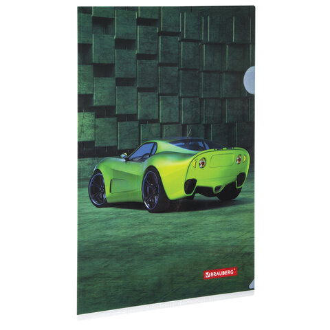 папка-уголок 150мкм а4 brauberg "sport car" цветная печать, 228044