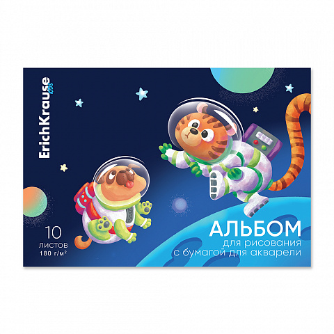 альбом для рисования 10л. а4 на склейке erichkrause space animals