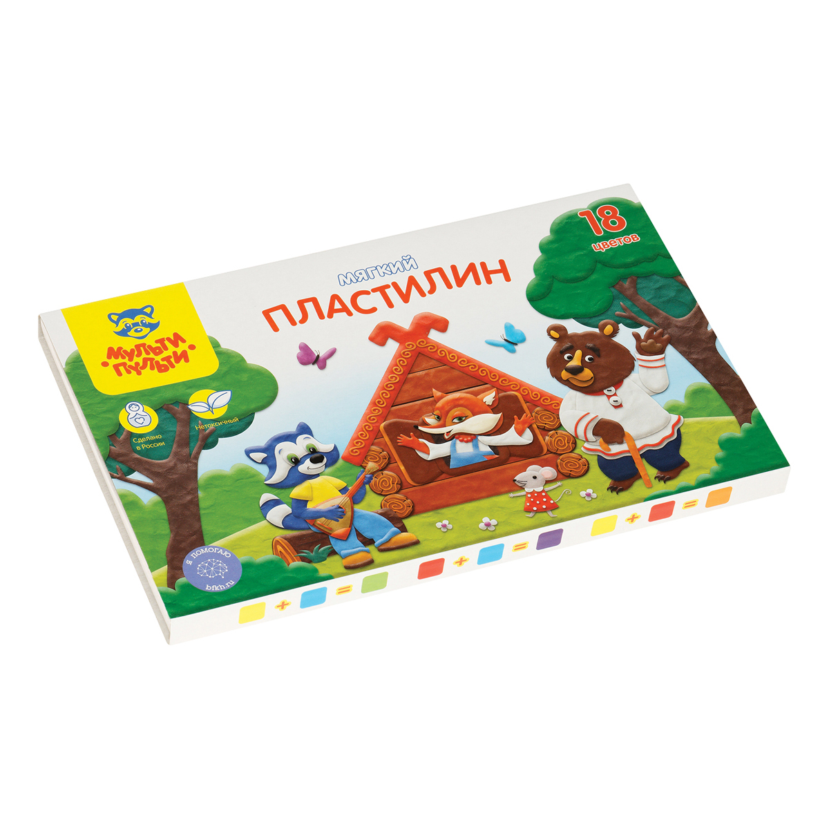 пластилин 18цв.216гр. мульти-пульти "енот в сказке" +стек