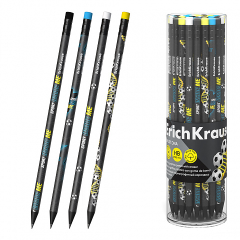 карандаш с ласт. erichkrause sport dna hb  круглый пластиковый 60708