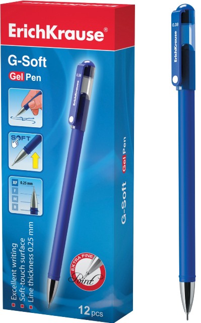 ручка гелевая erichkrause g-soft синий 39206 