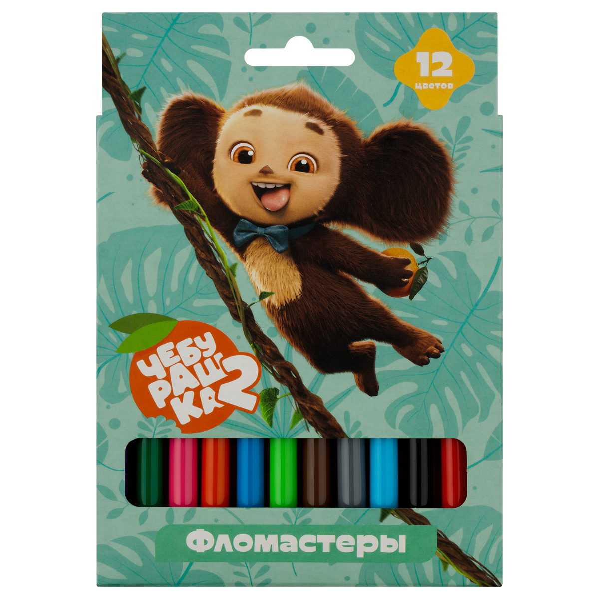фломастеры 12цв. мульти-пульти "чебурашка-2", смываемые, картон