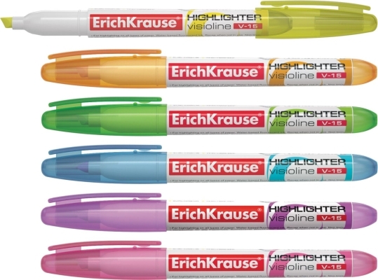 текстовыделитель erichkrause v-15 30969 голубой 0.6-4,0мм