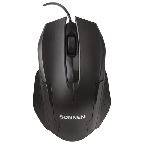 мышь проводная sonnen м-713, usb, 1000 dpi, 2 кнопки + колесо-кнопка, оптическая, черная, 512637
