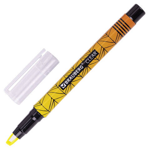 текстовыделитель brauberg "clear", желтый, линия 1-5 мм, 152424