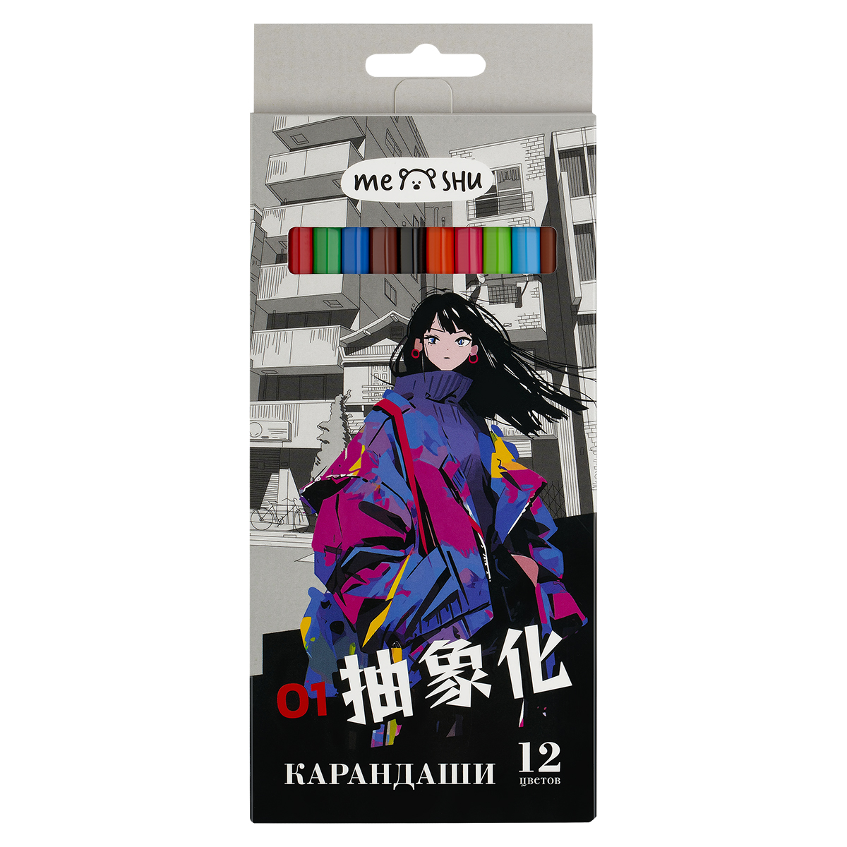 карандаши 12цв. meshu "anime",заточен., картон