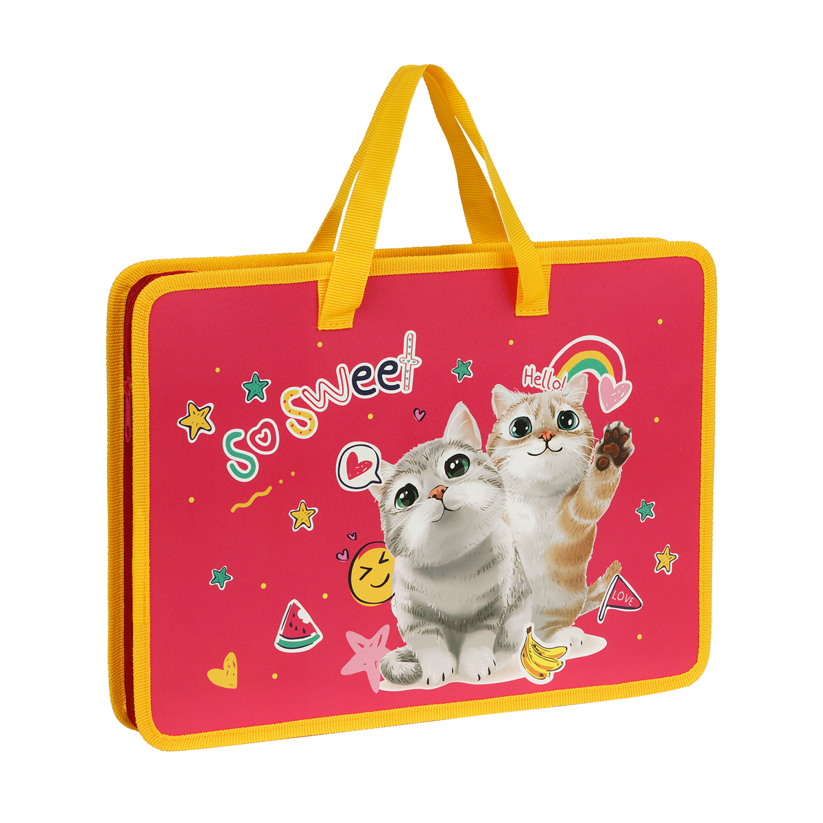 папка с ручками а4 artspace "sweet cats", пластик, на молнии, 45мм