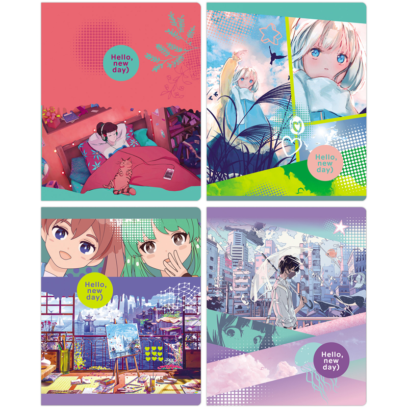 тетрадь 40л. а5 клетка bg "hello, new day"