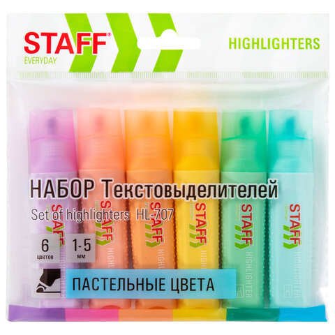 набор выделителей staff "everyday hl-707" 6шт/уп пастельные цвета 152551