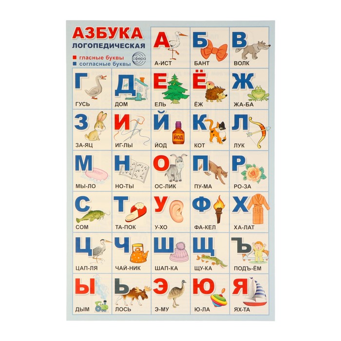 плакат "азбука логопедическая" 34х49 см
