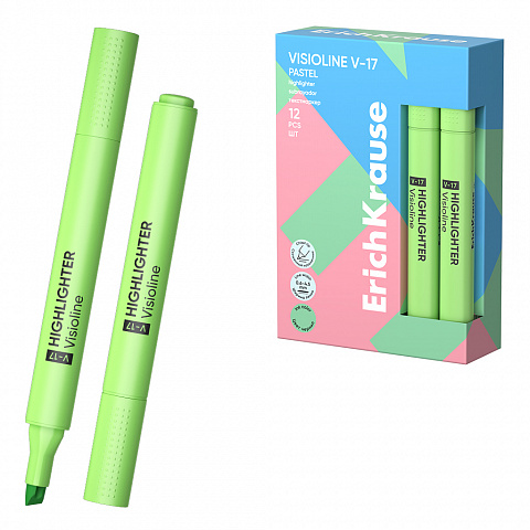текстовыделитель erichkrause visioline v-17 pastel, зеленый 