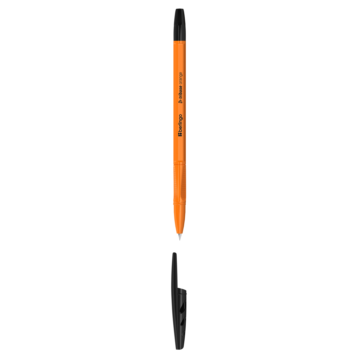 ручка шариковая berlingo "tribase orange" черная, 0,7мм