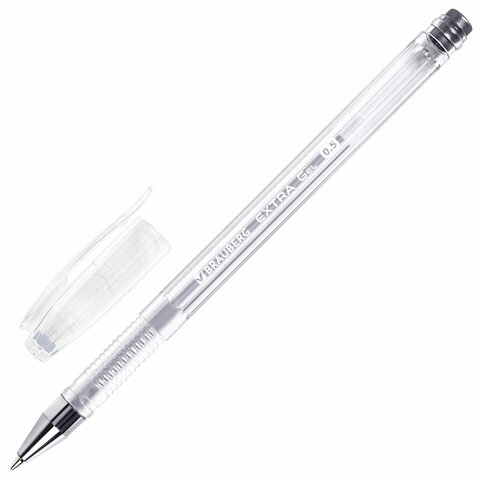 ручка гелевая brauberg "extra silver", 0,5 мм, серебро 143913
