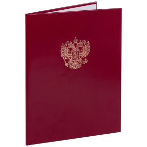 папка герб россии, бумвинил, бордовая