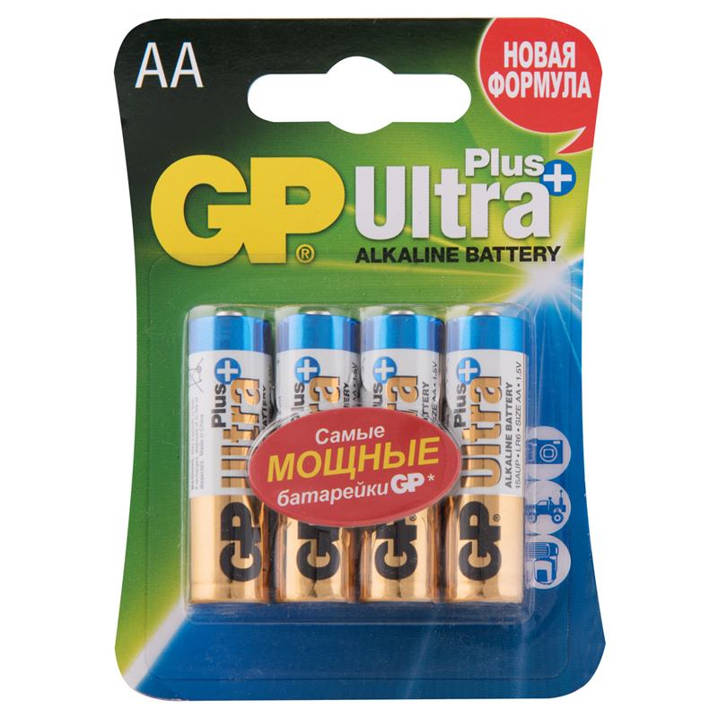 gp ultra plus, aa (lr06, 15а), 4шт/уп gp 15aup-2cr4