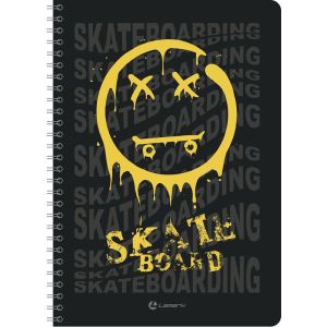 тетрадь на гребне 80л. a5 клетка lamark skateboard black