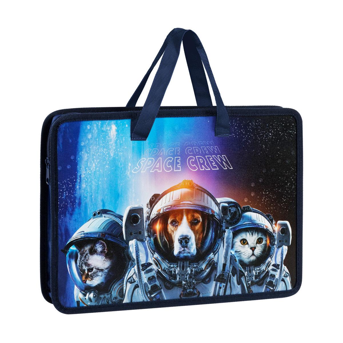 папка с ручками а4 artspace "space crew", пластик, на молнии, 45мм