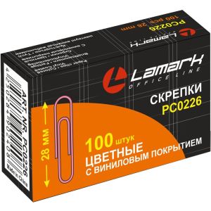 скрепки 28мм цветные lamark pc0226 100шт/к-уп