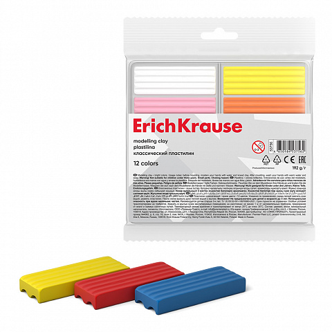 пластилин 12цв.192гр. erichkrause light 53756