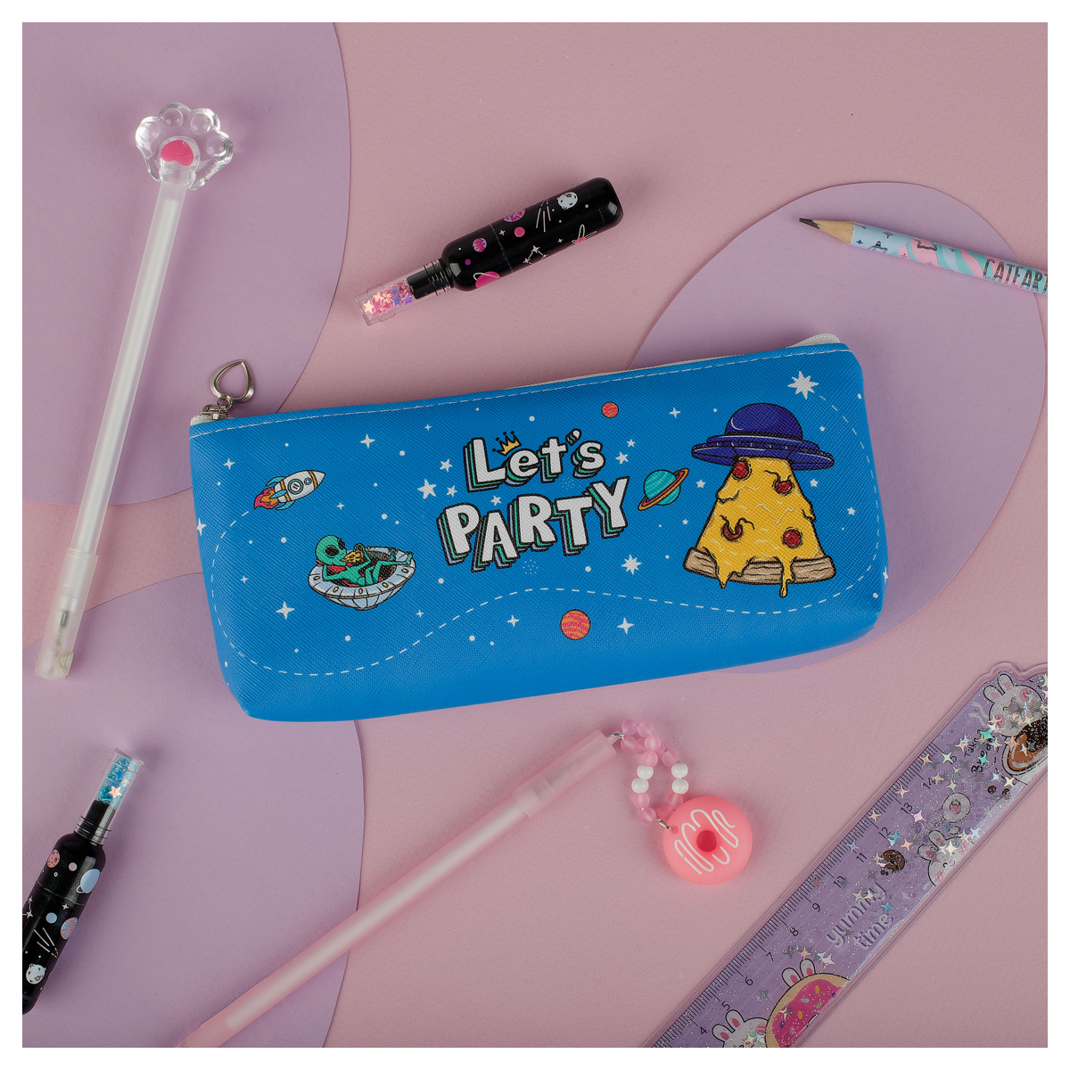 пенал мягкий 200*85*30 meshu "space party", искусственная кожа