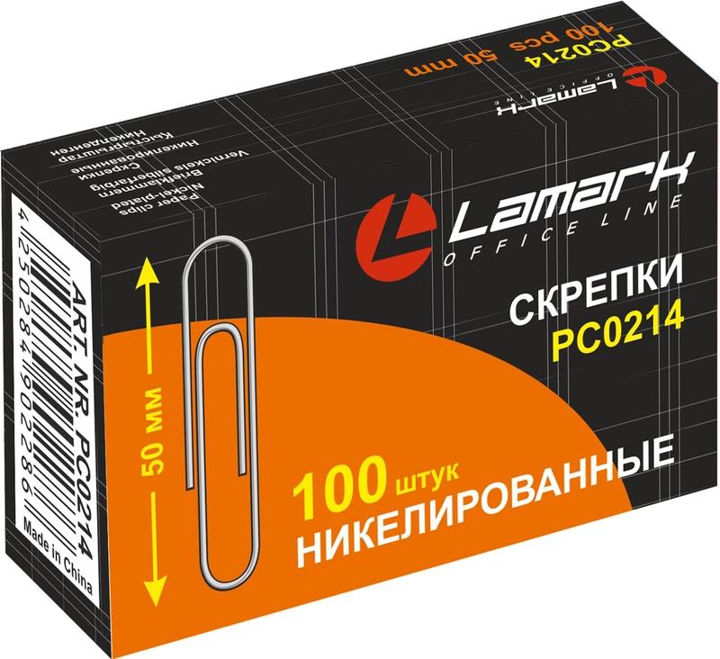 скрепки 50мм никел. lamark pc0214 100шт/к-уп