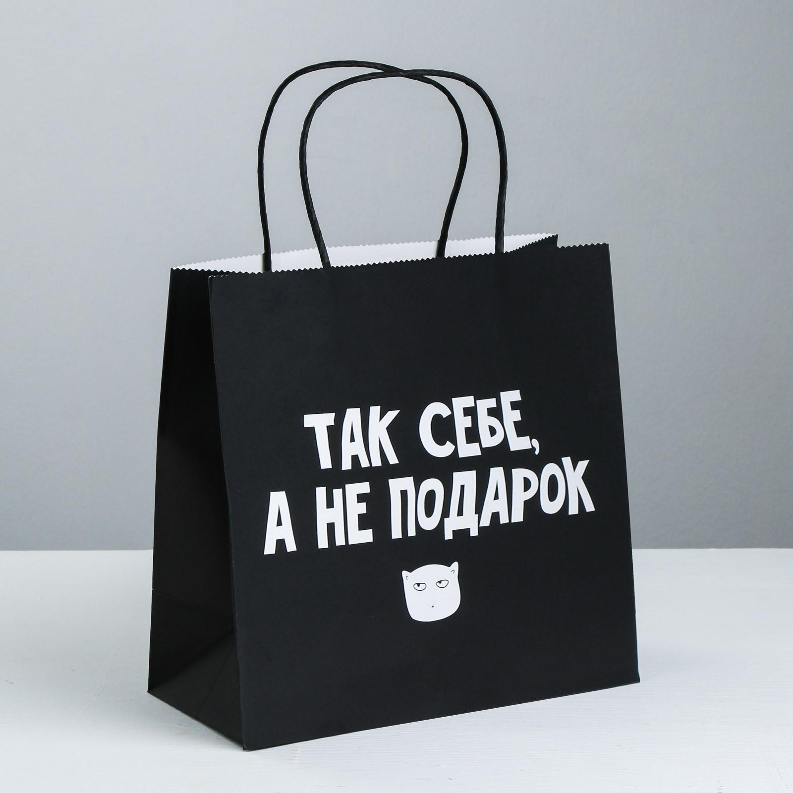 пакет подарочный «так себе подарок», 22 × 22 × 11 см