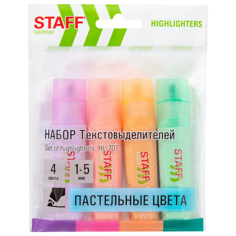 набор выделителей staff "everyday hl-707" 4шт/уп пастельные цвета 152549