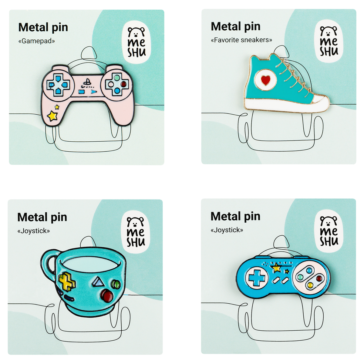 значок металлический meshu "gamer's set", эмаль
