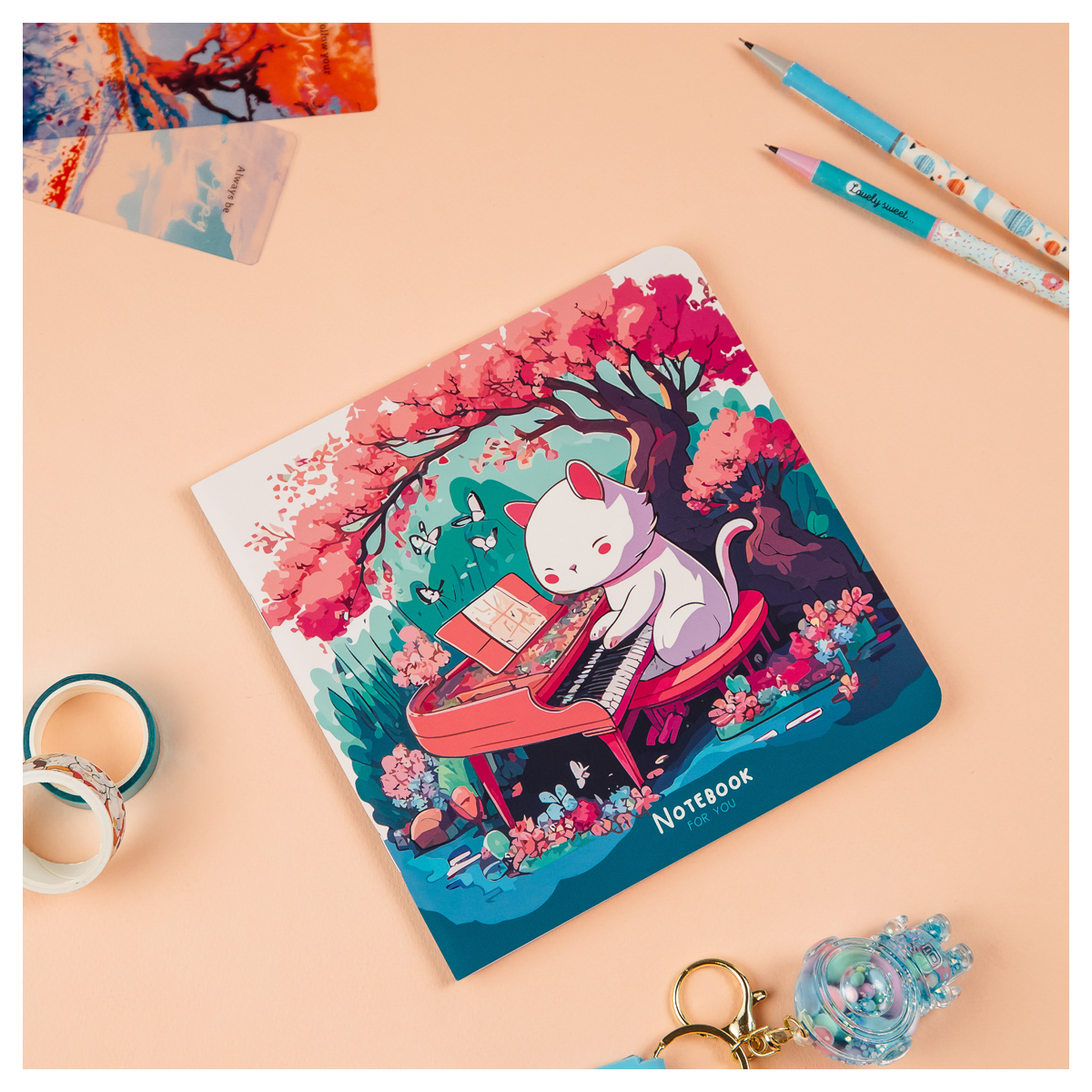 записная книжка 170*170мм 40л. meshu "cat`s symphonie", soft-touch ламинация, блок без линовки, 80г/