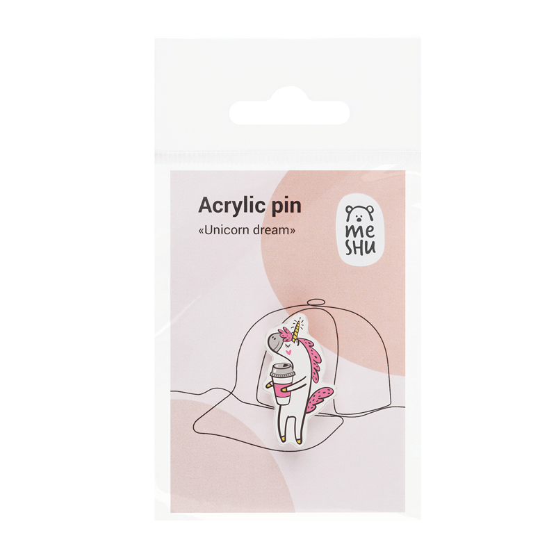 значок акриловый meshu "unicorn dream", прямая уф-печать, 2,2*3,7см