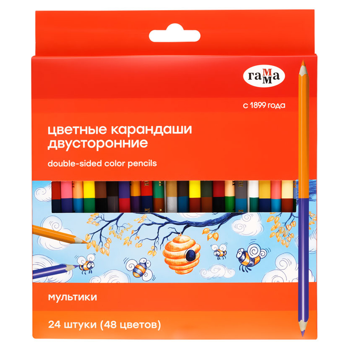 карандаши двусторонние 48цв./24шт. гамма "мультики" 80220225