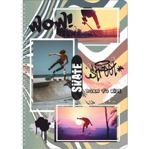 тетрадь на гребне 48л. a5 клетка lamark skate