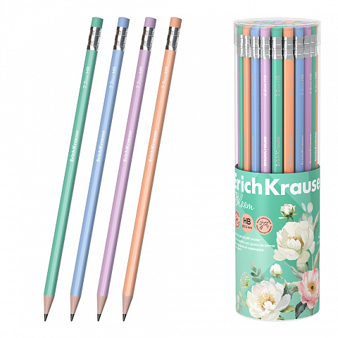 карандаш с ласт. erichkrause pastel bloom hb трёхгранный 60722 