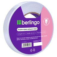 скотч двусторонний berlingo, 25мм*8м, на вспененной основе, 1мм
