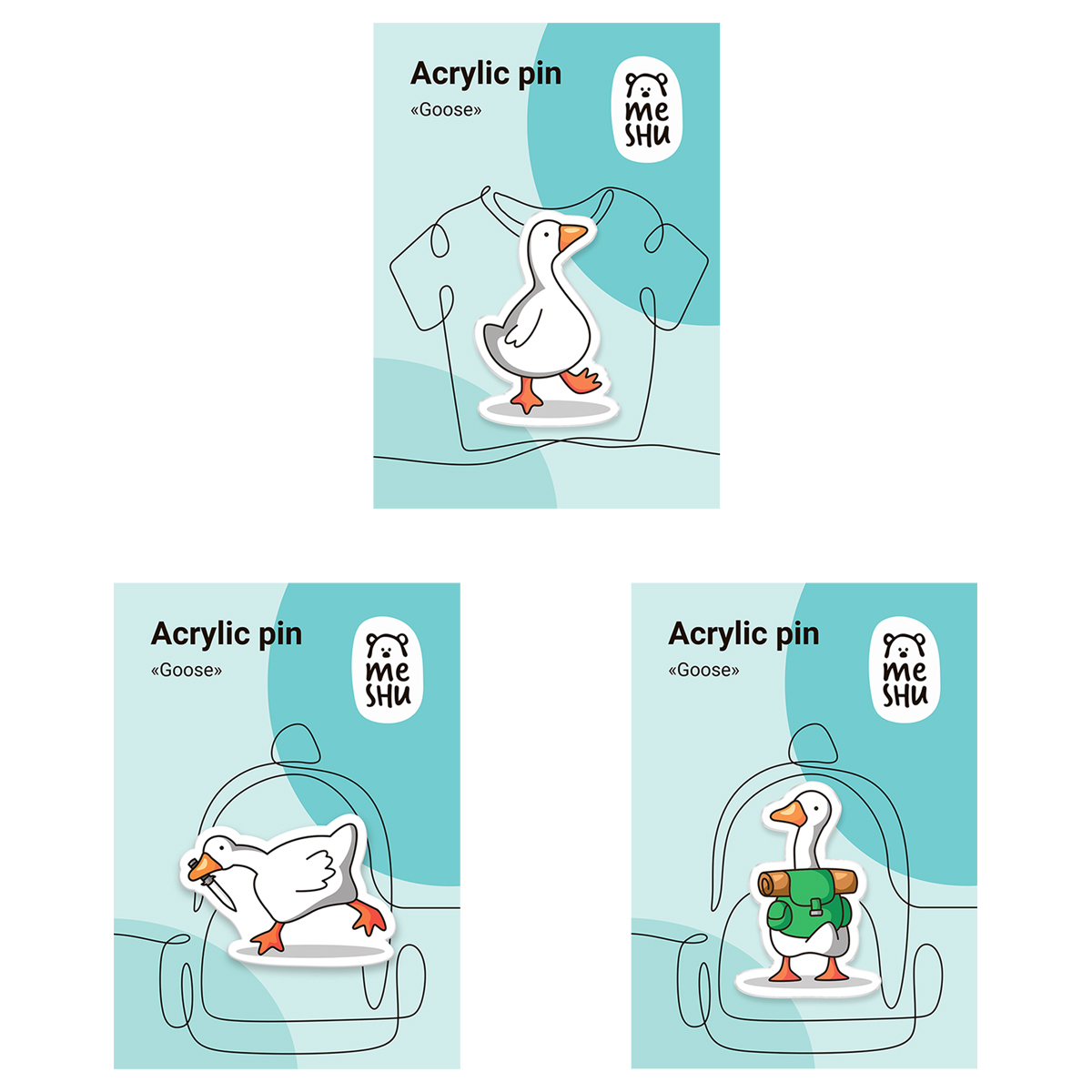 значок акриловый meshu "goose", прямая уф-печать
