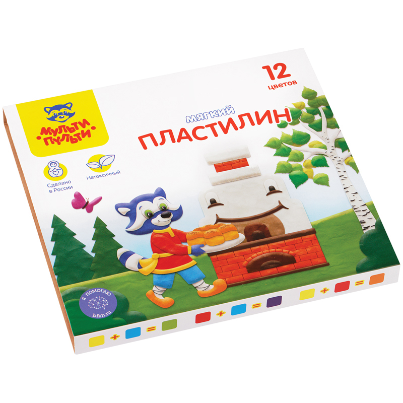 пластилин 12цв.144гр. мульти-пульти "енот в сказке" + стек