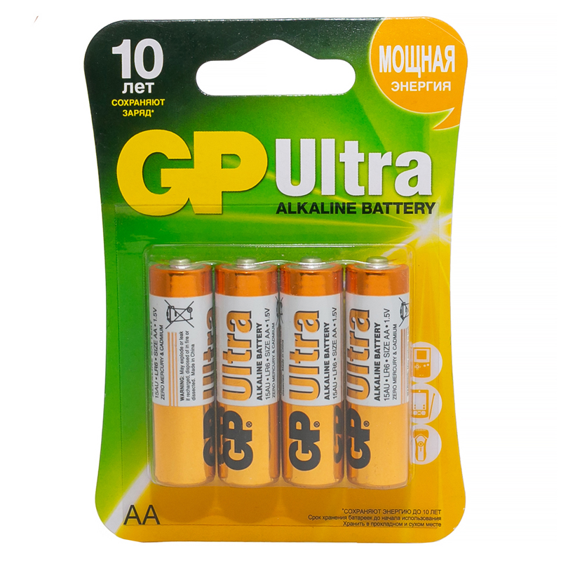 gp ultra, aa (lr06, 15а), 4шт/уп gp 15au-cr4