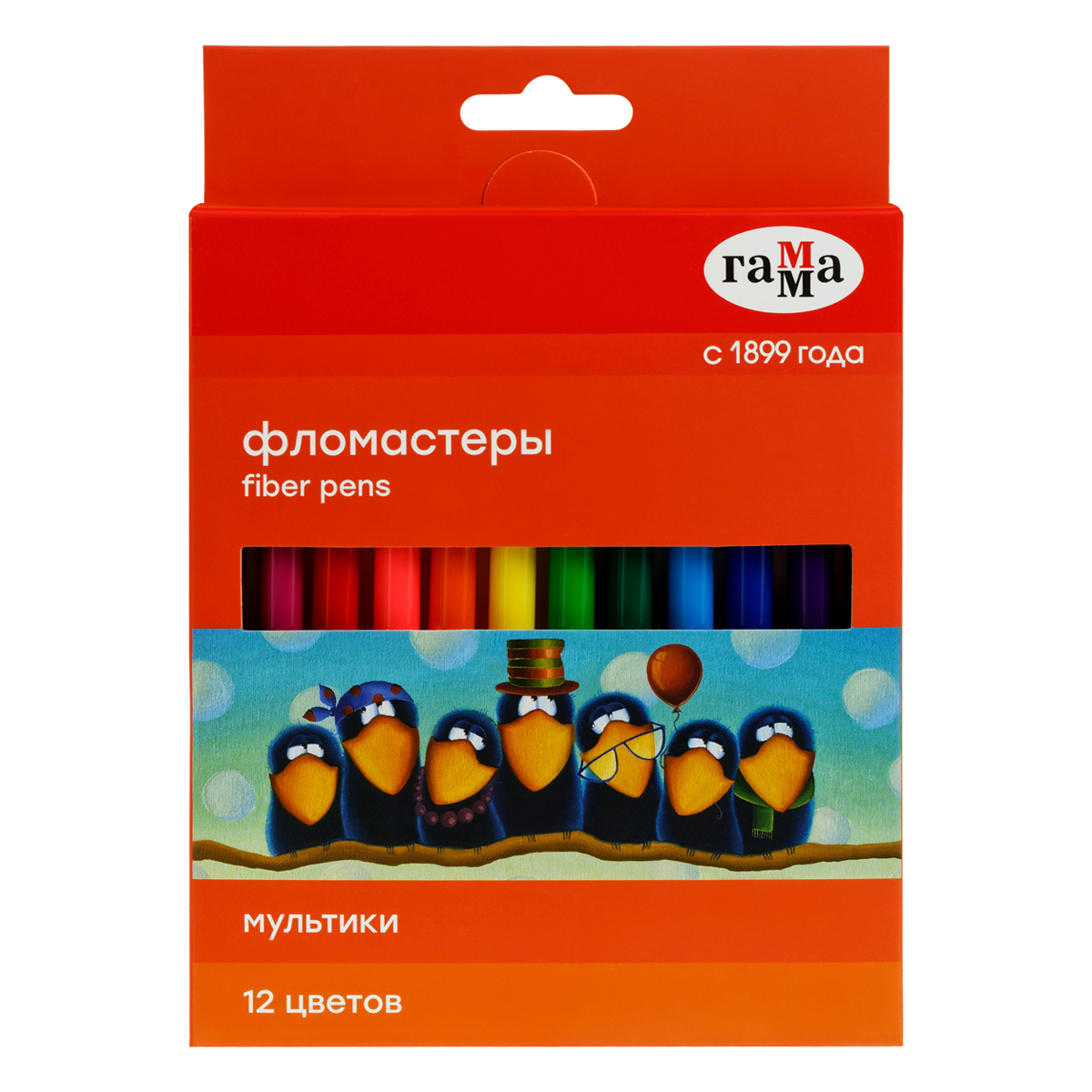 фломастеры 12цв. гамма "мультики",смываемые, к/уп, 120822_12
