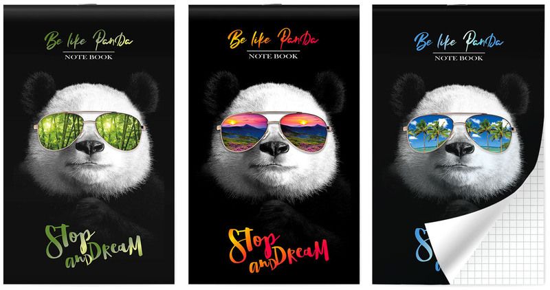 блокнот на скобе lamark "panda", а6, 30 л., клетка