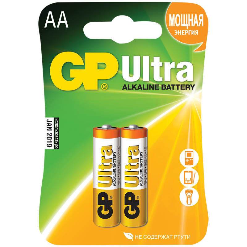 gp ultra, aa (lr06, 15а), 2шт/уп  gp 15au-cr2